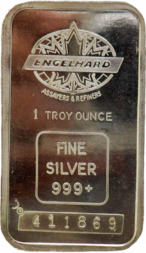 1 OZ Silver Englehard Bar - Gold Bars Toronto